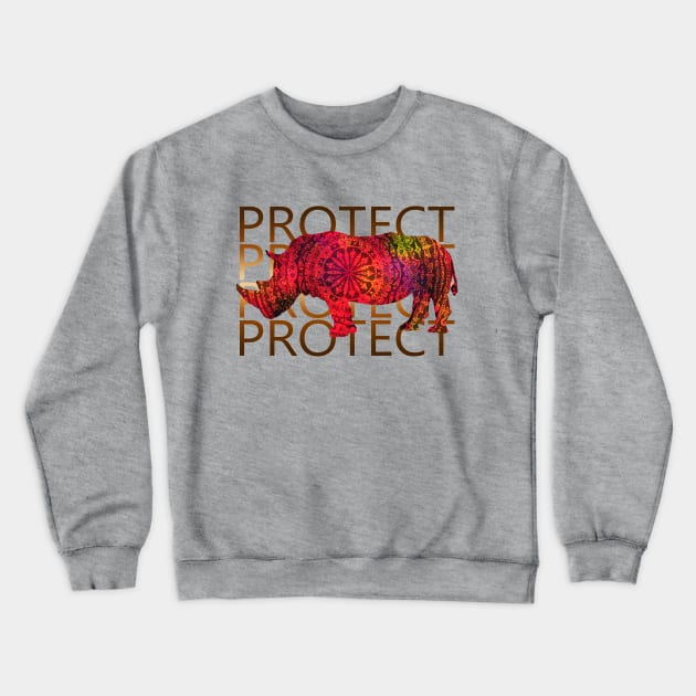 Protect Rhino Crewneck Sweatshirt by StephenBibbArt